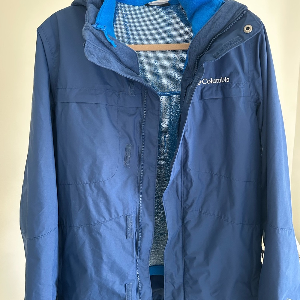 Columbia 2-in-1 Jacket Men’s Size S Navy Blue Outdoor Waterproof Coat